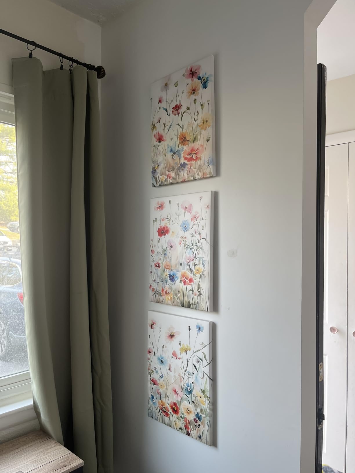 KISSFOX 3 Piece Canvas Wall Art Wildflowers Wall Decor Floral Pictures Botanical Paintings Watercolor Prints Colorful Artwork For Bedroom Bathroom Living Room customer photo 1