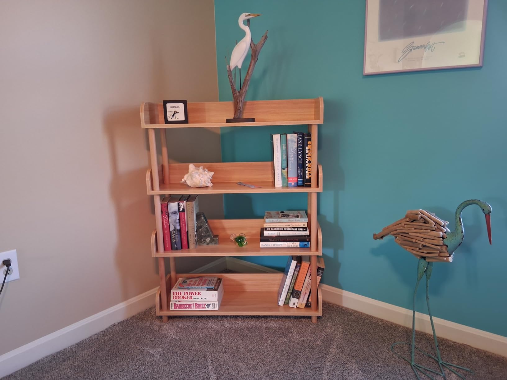 OSCHF 4-Tier Wooden Open Bookcase - Modern Display Bookshelf with Top Edge and Solid Wood Frame for Home and Office, Storage Cabinet, Oak customer photo 1