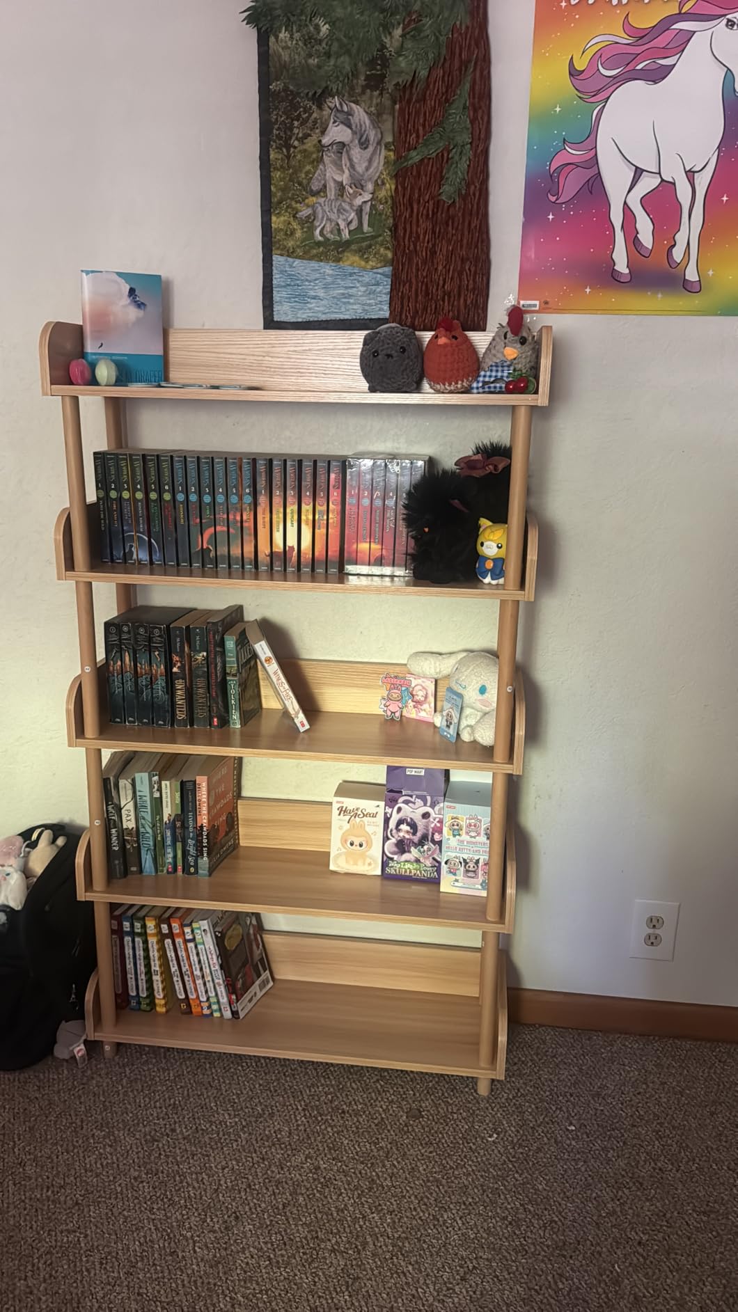 OSCHF 4-Tier Wooden Open Bookcase - Modern Display Bookshelf with Top Edge and Solid Wood Frame for Home and Office, Storage Cabinet, Oak customer photo 2