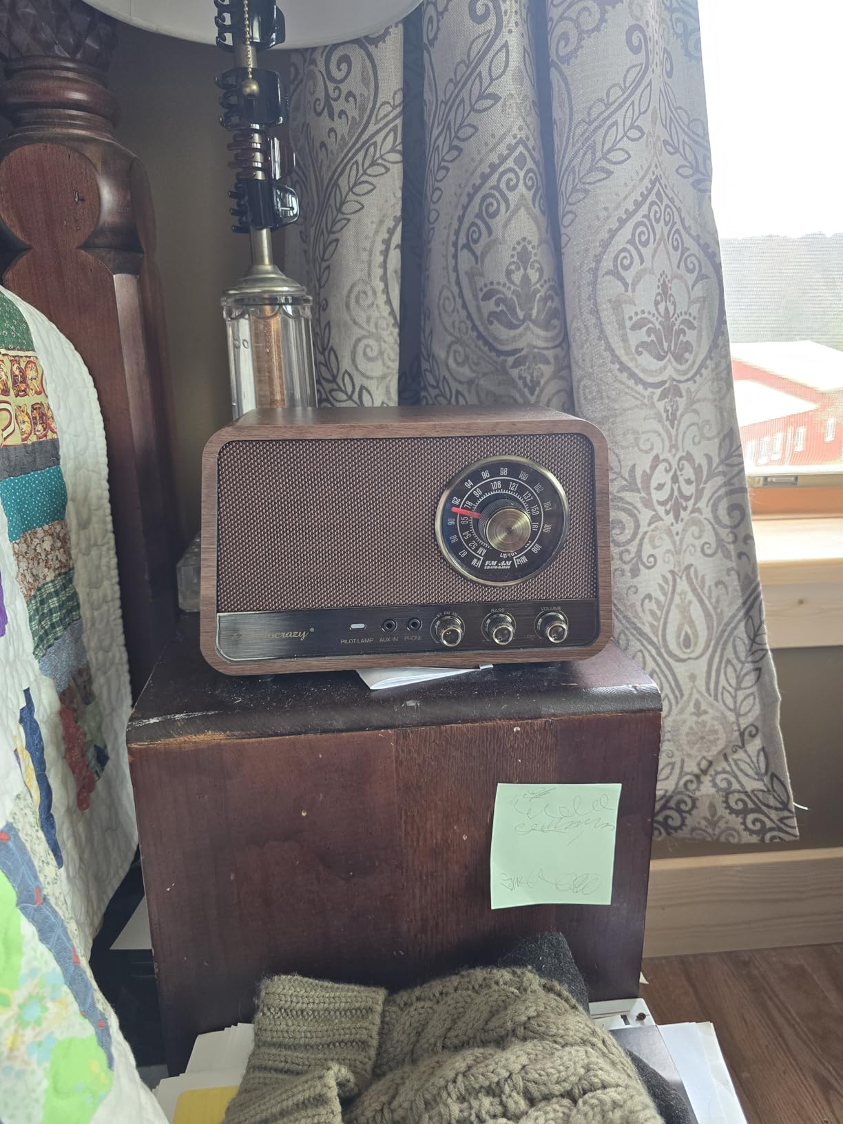 Vintage Wooden AM FM Bluetooth Radio with 10 Watts Powerful Sound, Retro Bluetooth Speaker Radio with Softly Glowing Dial, Bass Control, Aux Input, Headphone Jack, for Home, Office, Kitchen customer photo 2