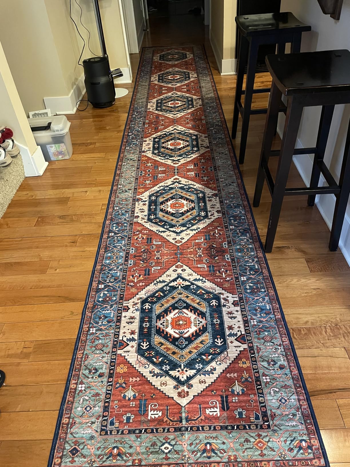 SERISSA Washable Rugs 8x10 Area Rugs, Large Non-Slip Boho Living Room Rust Rug, Ultra Soft Vintage Print Distressed Oriental Tribal Farmhouse Carpet for Dining Room Bedroom Dorm Office Home Decor customer photo 1