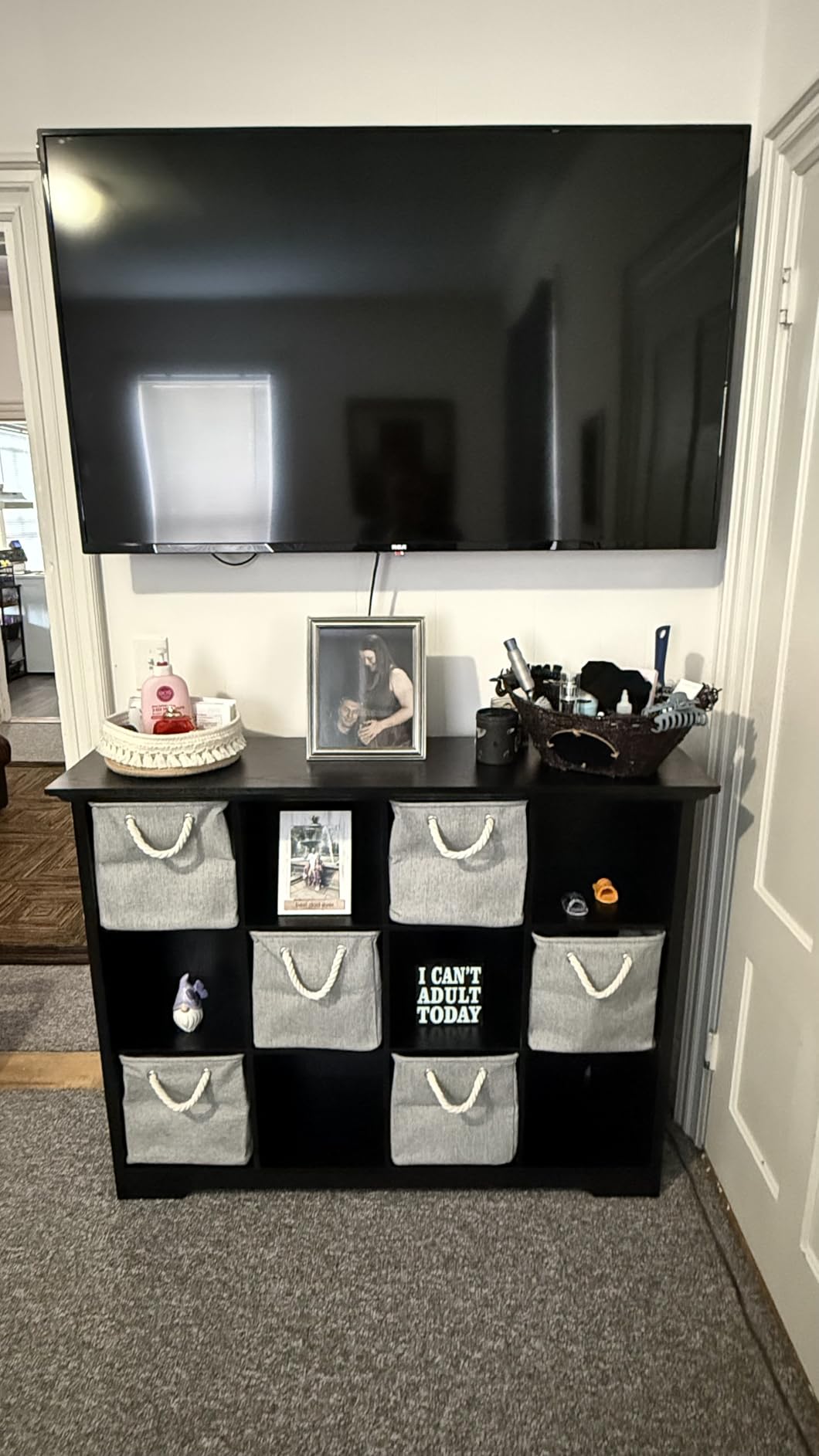 OSCHF Cube Storage Bookcase with Base - Wooden 3 Tiers Floor Standing Open Shelf Cabinet for Home and Office, 12-Cube Lattice Bookshelf, Black customer photo 1