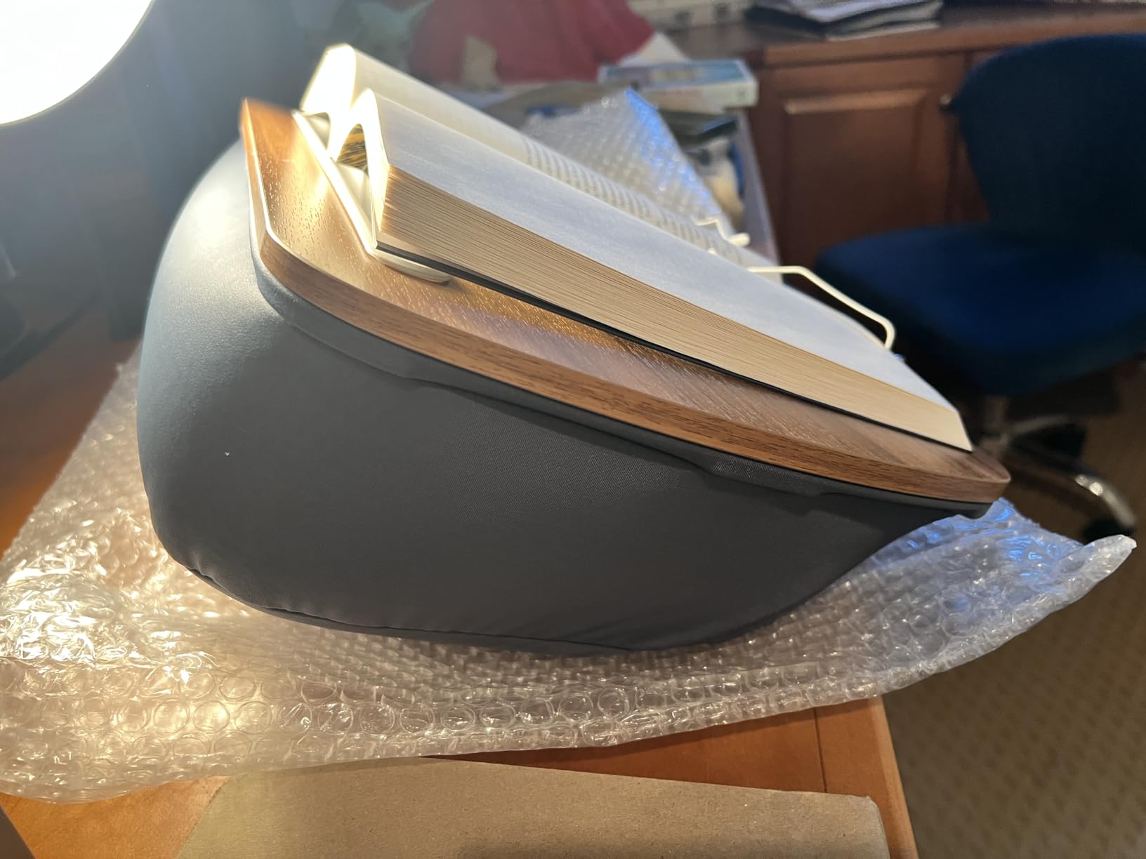 ERGONOV Lap Beanbag Book Stand for Hands Free Reading Comfortable Reading Pillow Stand Minimize Neck Strain Perfect Idea for Book Lovers in Dorm Room or Anywhere Else with Bookseat (Gray) customer photo 1