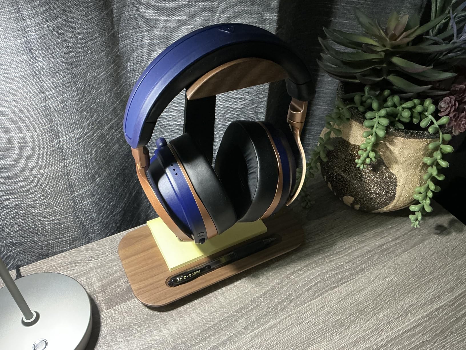 UPERGO Walnut Headphone Stand, Wood Headset Stand for Desk with Storage Base customer photo 1