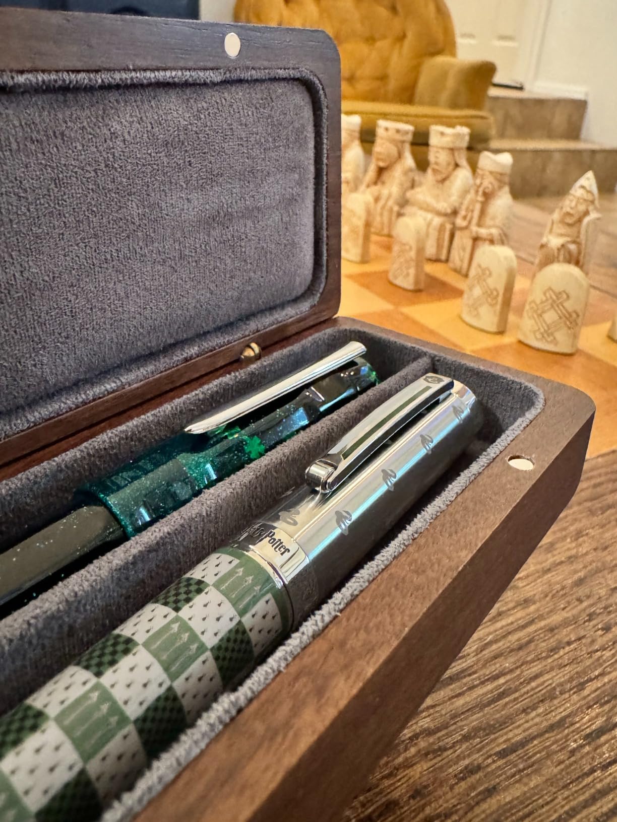 2Slots Fountain Pen Collector Organizer - Handmade Pen Case Walnut Wood Pen Protective Sleeve Cover Pen Storage Gift Box customer photo 2