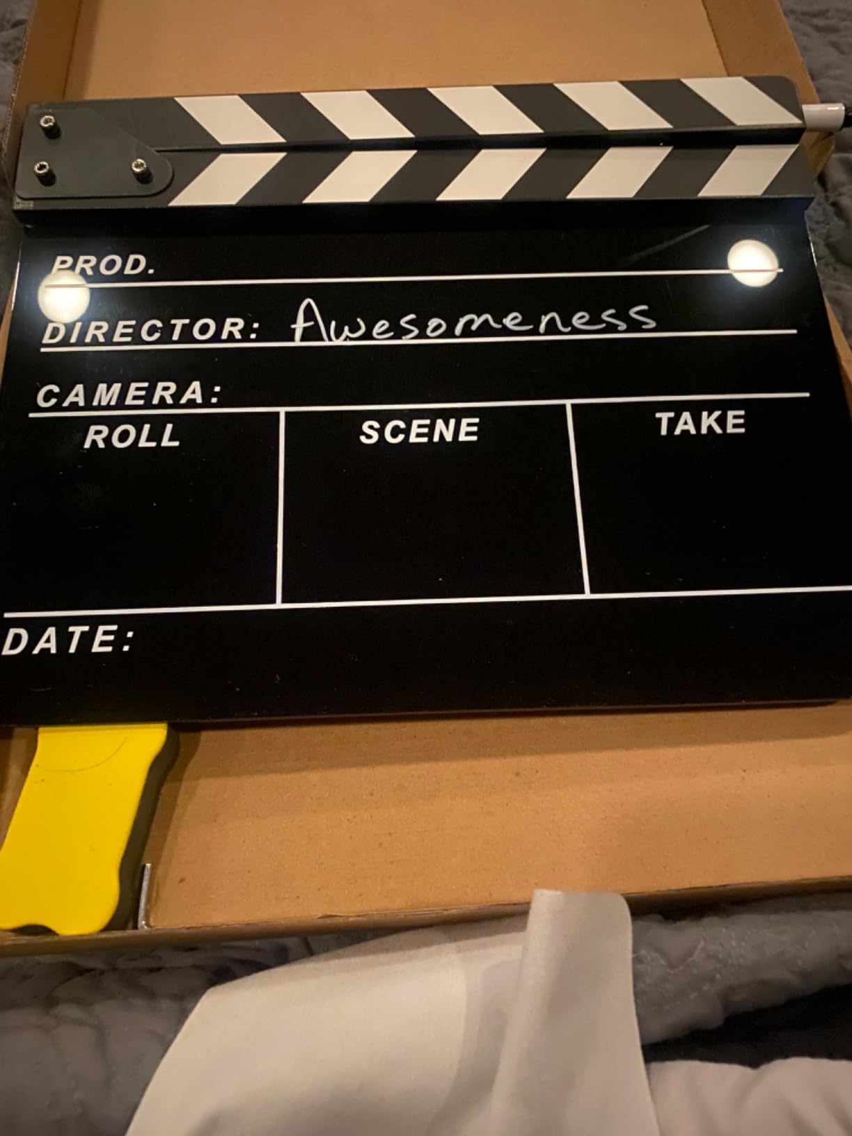 Directors Clapboard for Film, Hollywood Slate Move Photography Video TV Cut Action Scene Acrylic Clapper Board with a Magnetic Blackboard Eraser, Two Custom Pens, Cleaning Cloth and Hex Wrench customer photo 2