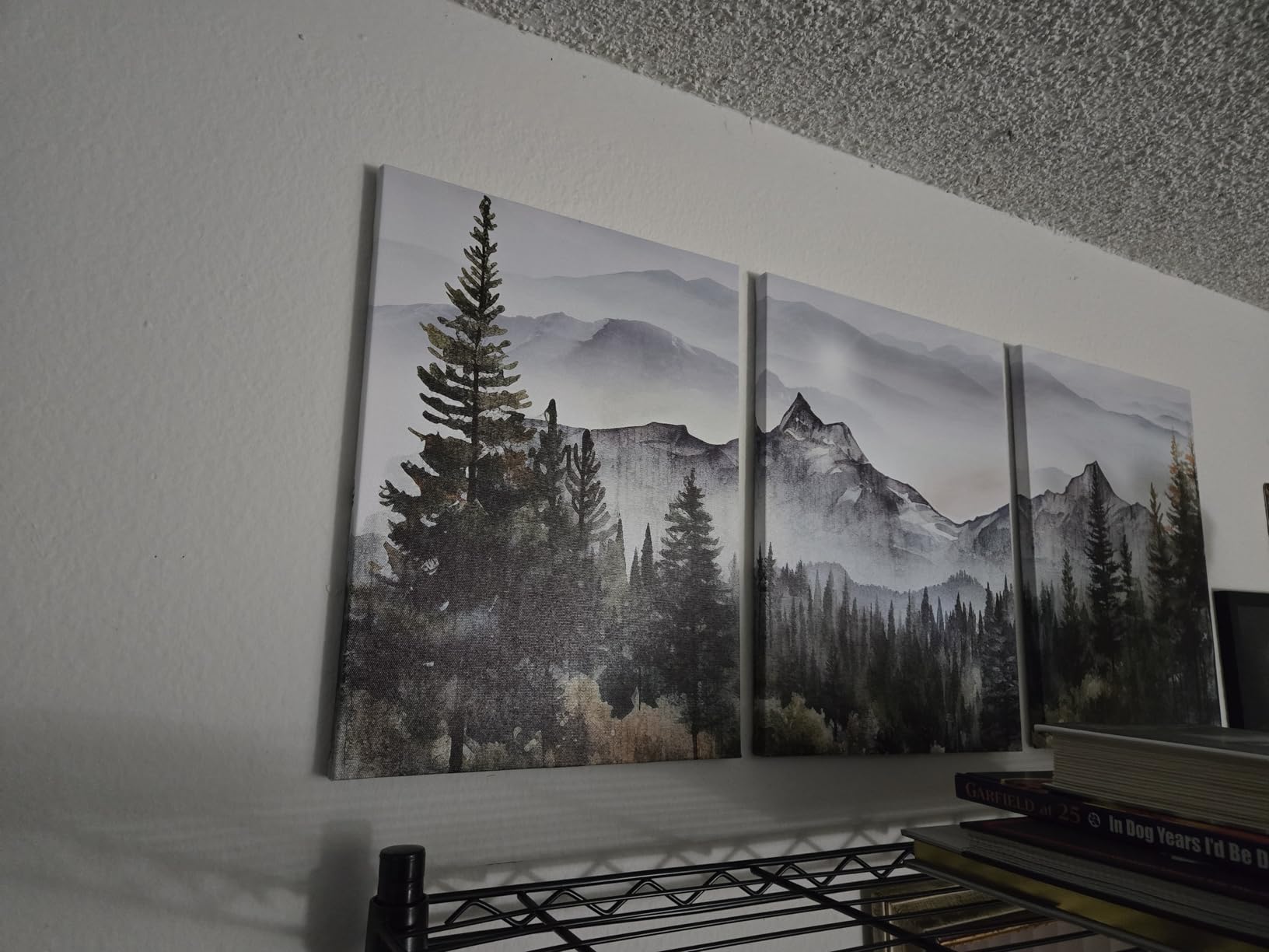 MHARTK66 Large Size Wall Art for Living Room Modern Wall Decor for Bedroom Office Decor Abstract Mountain Forest Landscapes Ink Painting 3 Piece Framed Canvas Art Prints Ready to Hang Wall Pictures customer photo 1