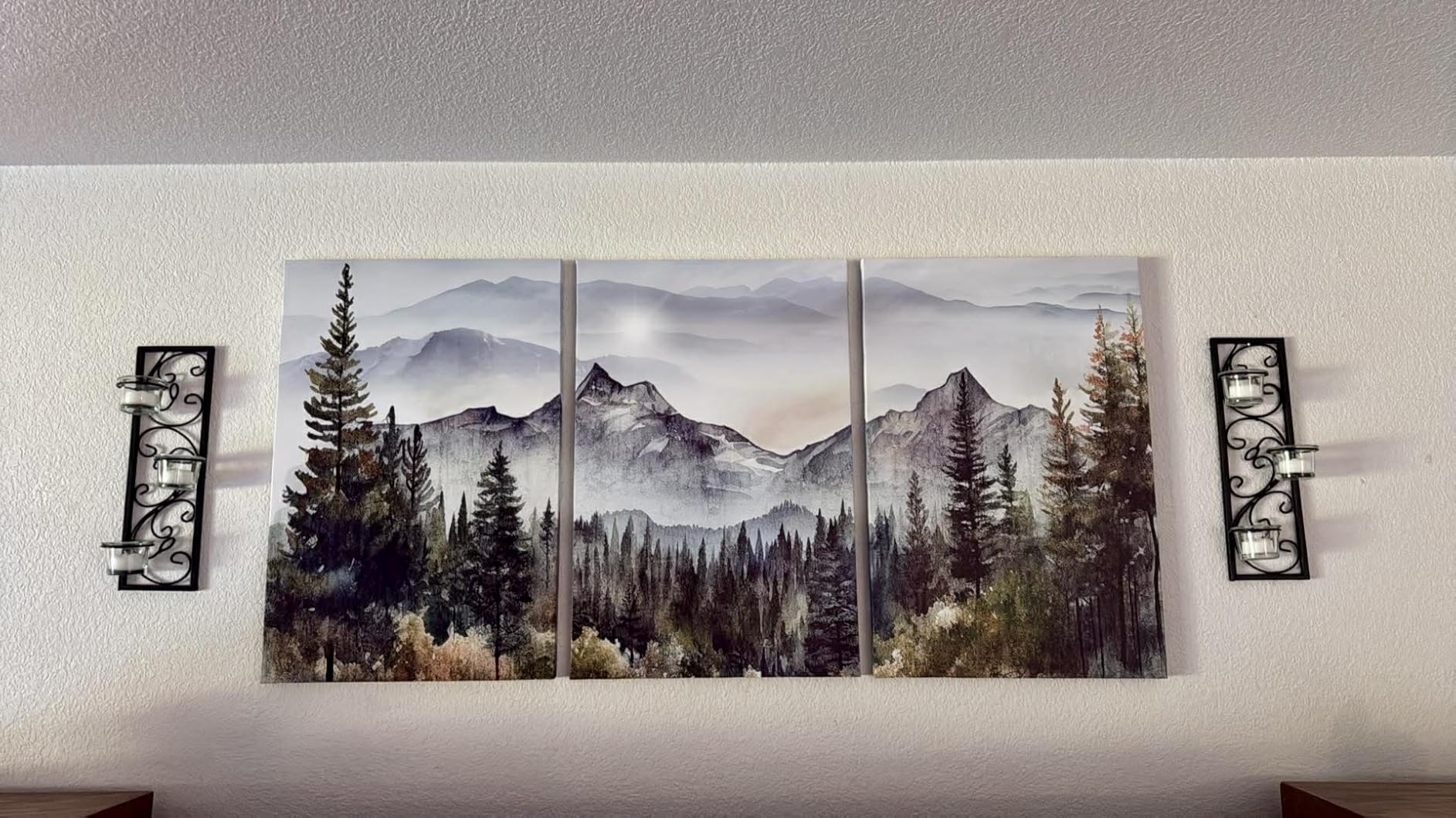 MHARTK66 Wall Art for Living Room Modern Wall Decor for Bedroom Office Decor Abstract Mountain Forest Landscapes Ink Painting 3 Piece Framed Canvas Art Prints Ready to Hang Wall Pictures Home Decor customer photo 2