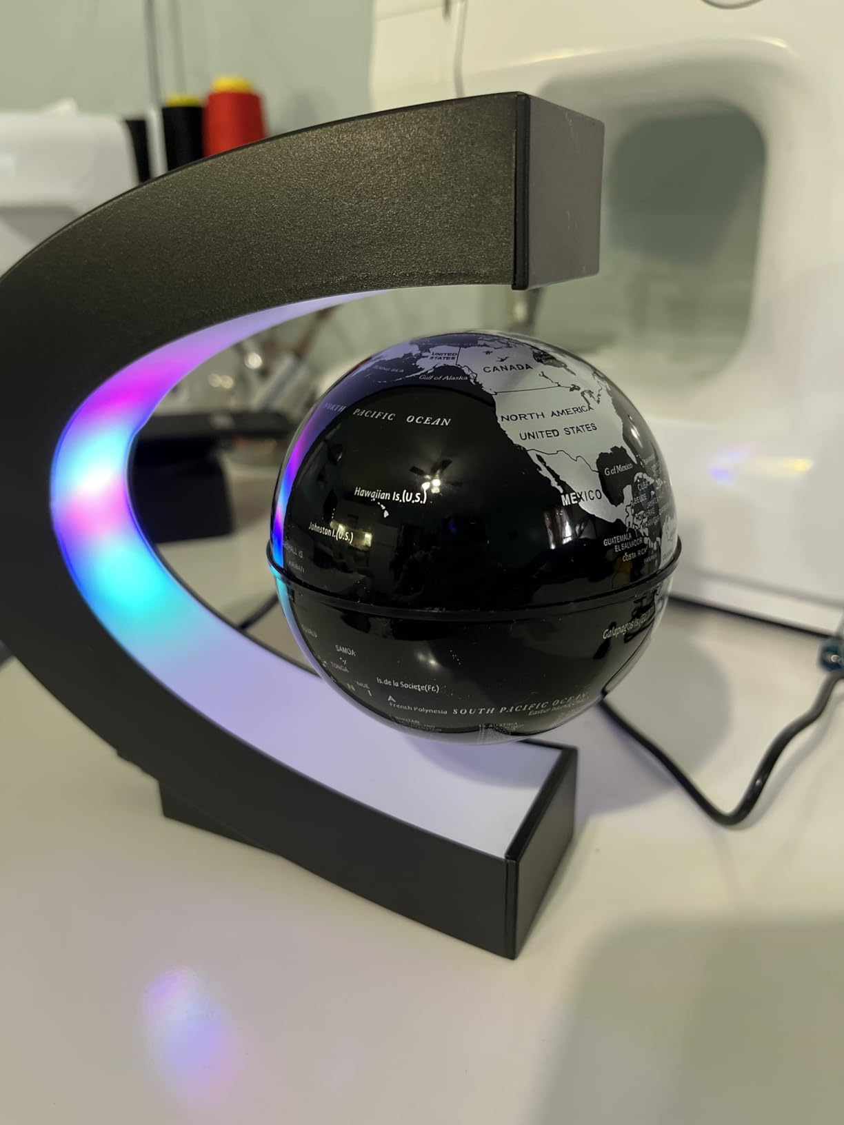 MOKOQI Magnetic Levitating Globe with LED Light, Cool Tech Gift for Men Father Boys and Girls, Birthday Gifts for Kids, Floating Globes World Desk Gadget Decor in Office Home Display (Silver) customer photo 1