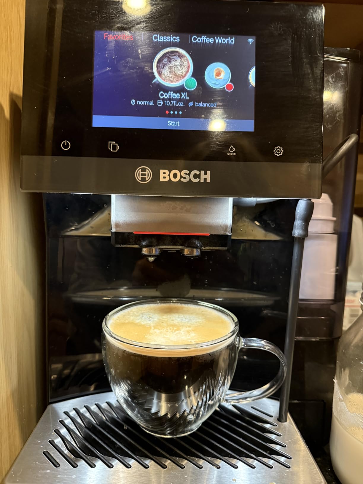 Bosch Fully Automatic Coffee and Espresso Machine - 35 Drinks, Double Cup Barista Style Super Coffee Maker - Touchscreen, Large Bean Capacity - Easy Clean, Maintenance - Black - TPU60309 customer photo 2