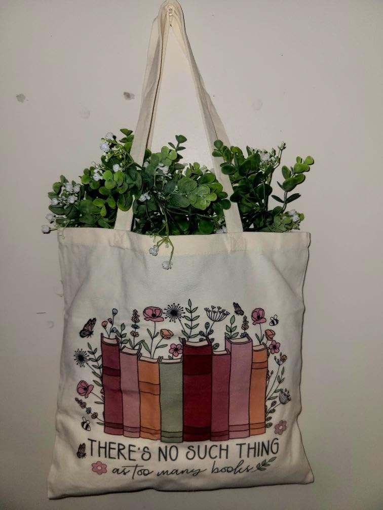 Canvas Book Tote Bag, Book Lover Valentines Day Gifts for Women, Bookish Reading Accessories Gifts for Librarian Teacher customer photo 1