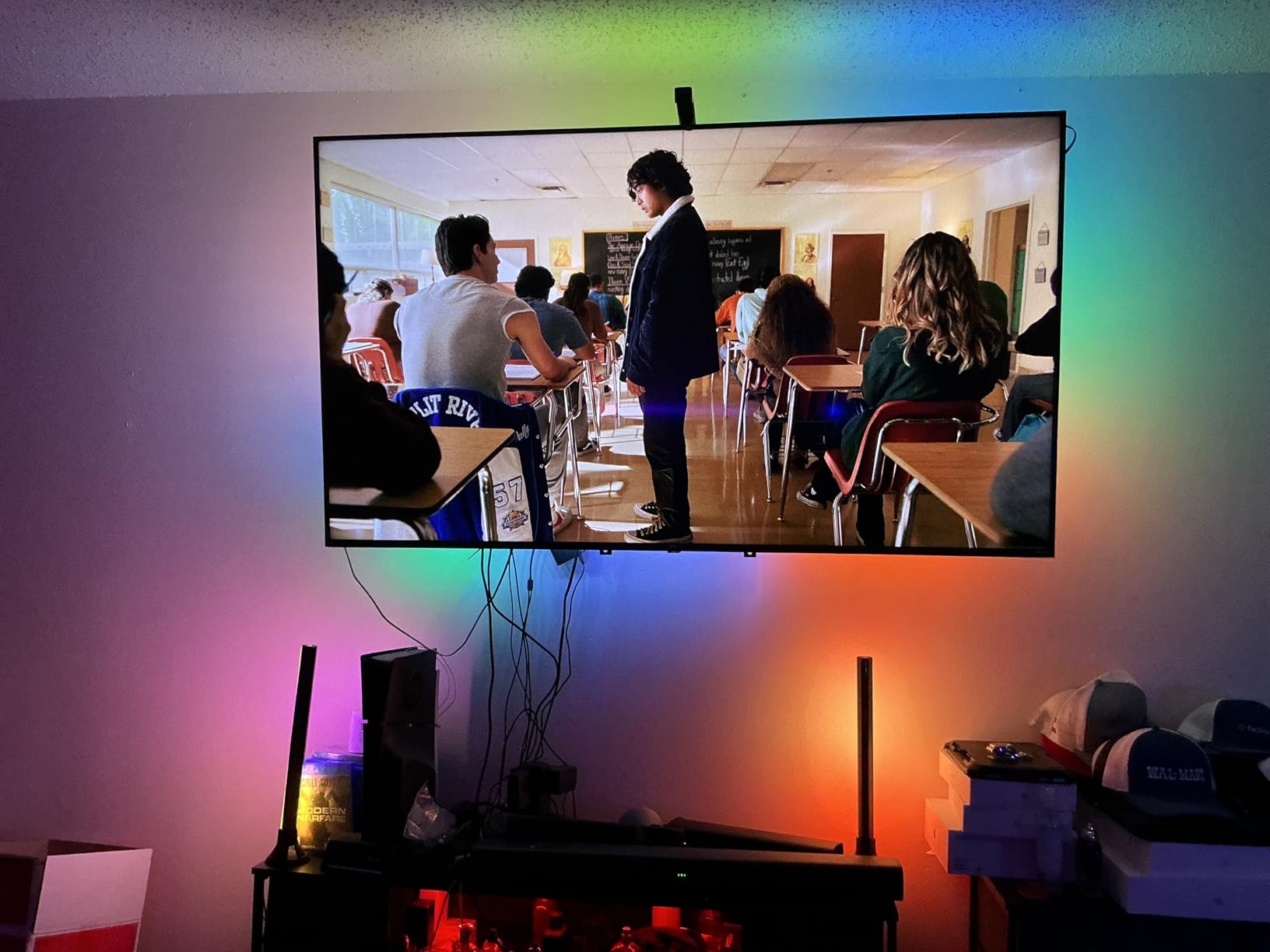 Govee TV Backlight 3 Lite Kit, 11.8ft RGBICW Wi-Fi TV LED Strip Lights for 55-65in TVs with Camera and 15 Inches Smart Light Bars with 4-in-1 Light Beads - Works with Alexa & Google Home customer photo 2