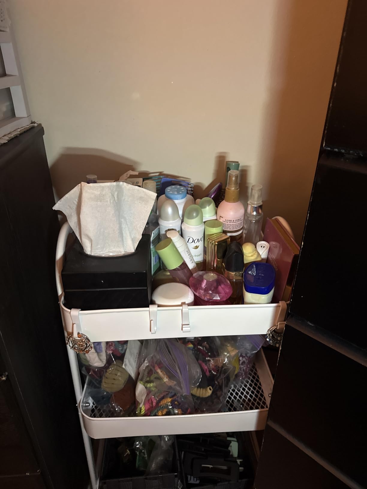 3 Tier Heavy Duty White Metal Rolling Cart with Lockable Wheels, Three Tier Roller Book Snack Cart, Utility Storage Organizer Carts for Kitchen, Bathroom, Garage customer photo 2