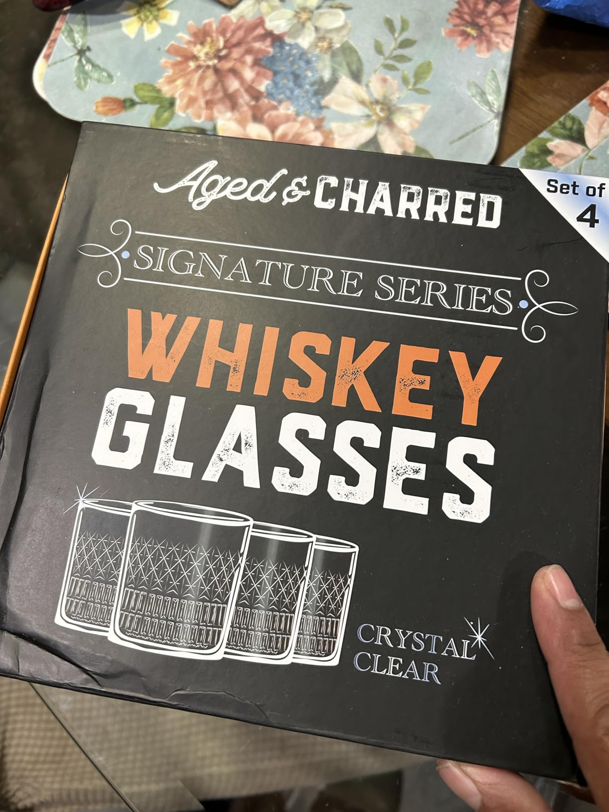 Aged & Charred Lead-Free Crystal Whiskey Glasses With Heavy Base (Set of 4) - 11 Oz Rocks Barware for Old Fashioned, Bourbon, and Cocktail Drinks customer photo 1