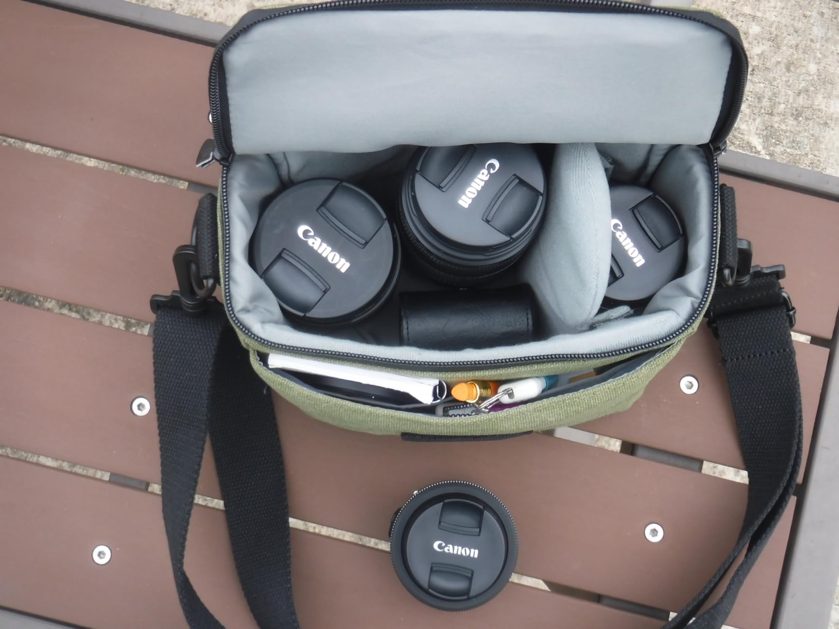 Besnfoto Camera Bag Purse Small Messenger Shoulder Bag for Mirrorless DSLR Camera Waterproof Canvas Compact Photography Case, Black Gray customer photo 2