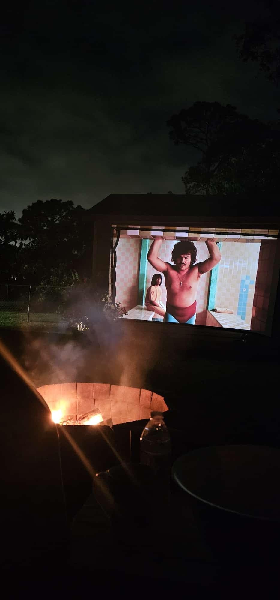 120 Inch Projector Screen with Stand, 16:9 4K HD Portable Projector Screen, Indoor Outdoor Front/Rear with Carry Bag for Home Theater Backyard Camping Movie Night customer photo 1