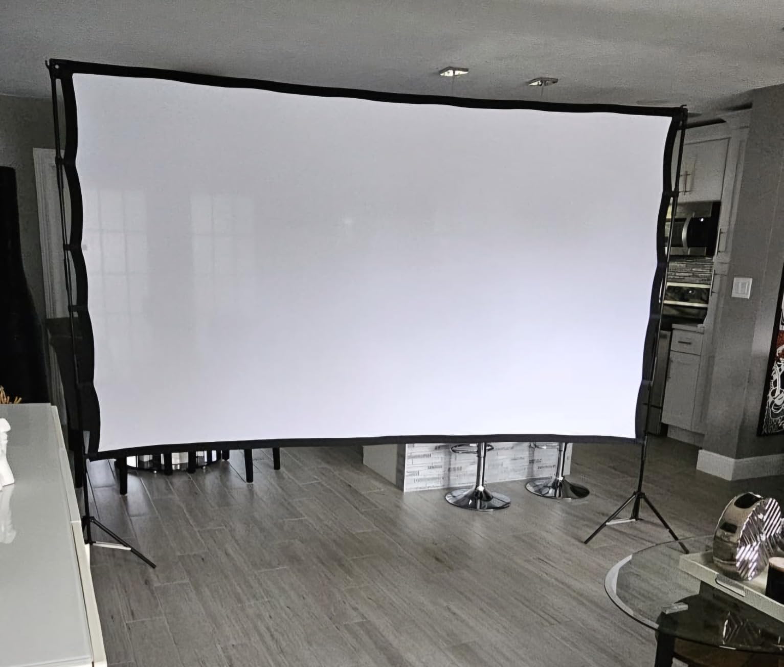 120 Inch Projector Screen with Stand, 16:9 4K HD Portable Projector Screen, Indoor Outdoor Front/Rear with Carry Bag for Home Theater Backyard Camping Movie Night customer photo 2