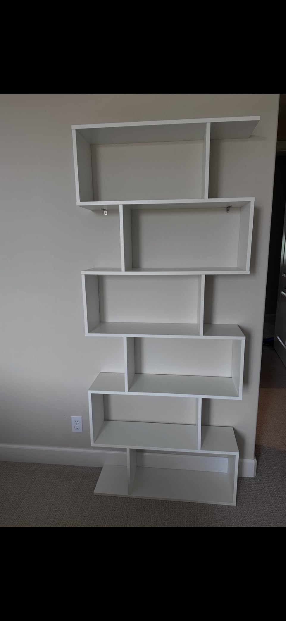 6 Tier Geometric Bookcase, S Shaped Bookshelf, Book Shelf Room Divider, Wood Freestanding Display Shelves, 75 Inch Staggered Bookshelf for Bedroom Living Room (2, Rustic Brown) customer photo 1