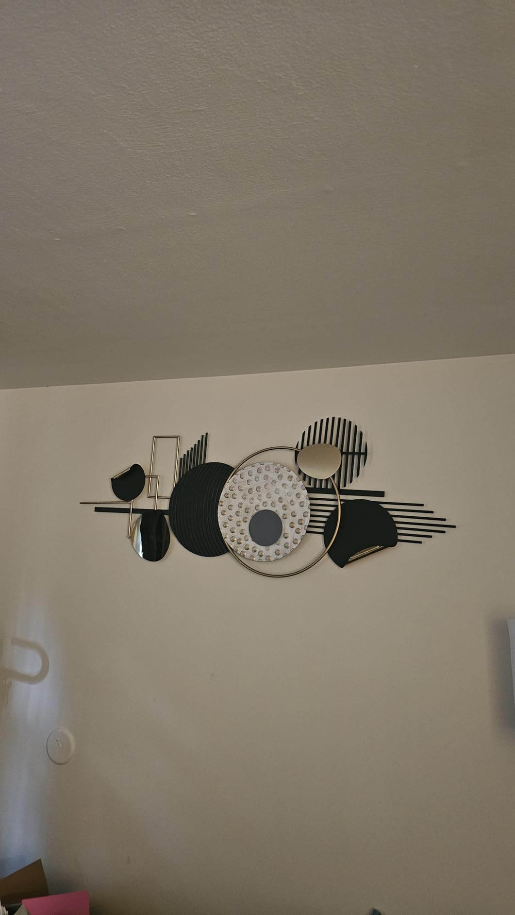 ERMOFAV Wall Decor, Modern Creative Metal Geometric Circular Decor Wall Art, 59x24 In Large 3D Textured Metal Wall Sculptures, Living Room Bedroom Den Aesthetic Wall Art Decor customer photo 2