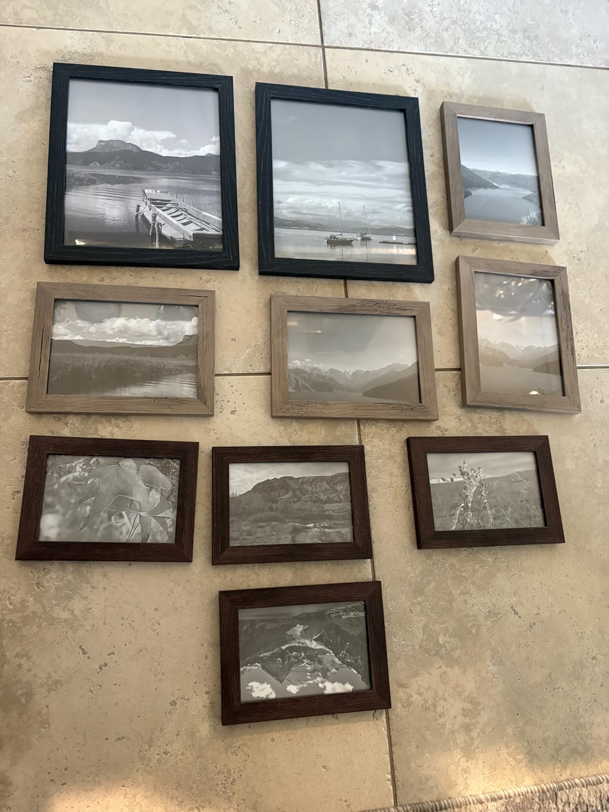 SONGMICS Picture Frames, Collage Picture Frames Set of 10, Two 8x10, Four 5x7, Four 4x6, Photo Frame for Wall Gallery Decor, Table Display, Glass, Maroon Brown, Heather Greige, Ash Black URPF010K03 customer photo 1