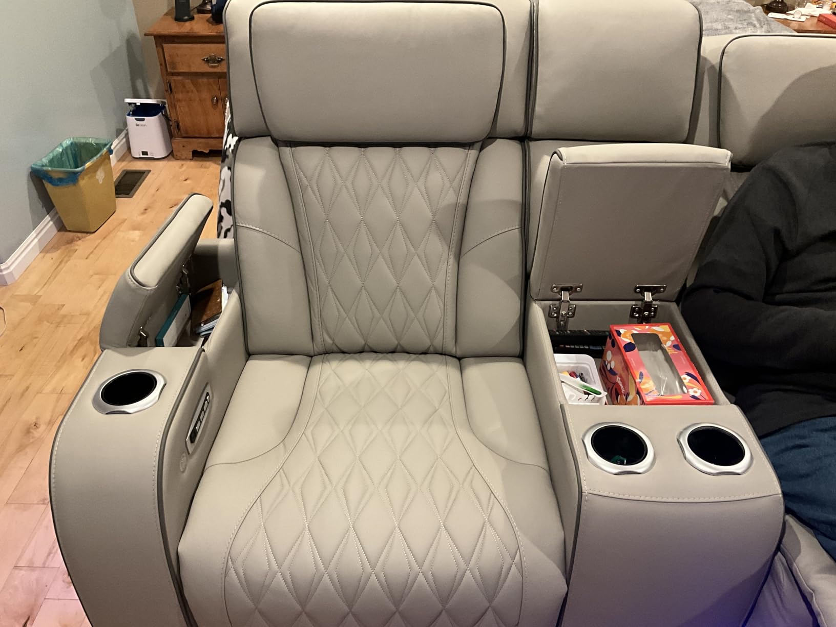 Signature Design by Ashley Boyington Contemporary Leather Match Power Reclining Loveseat with LED Lights customer photo 1