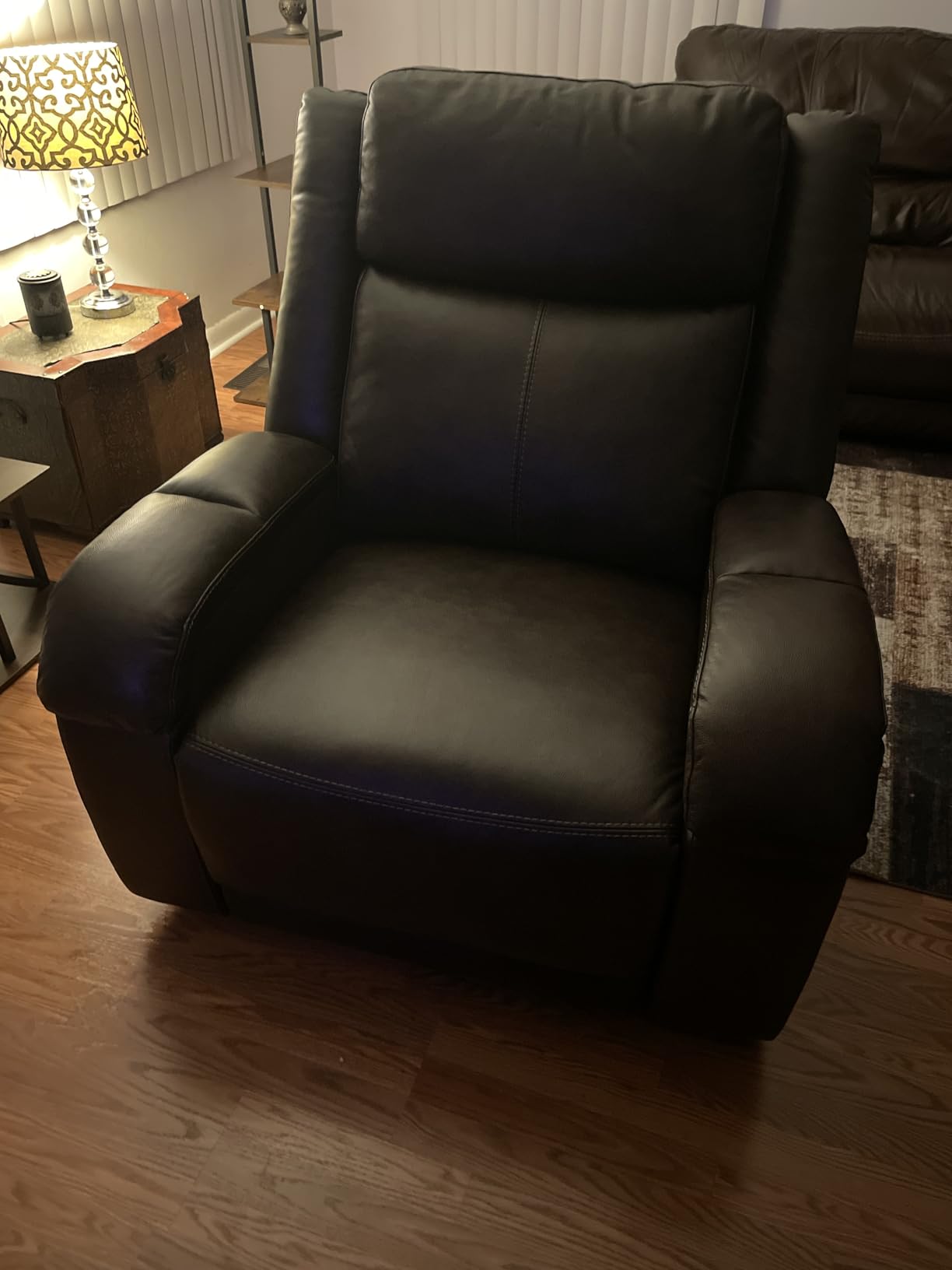 Watson & Whitely Genuine Leather Power Recliner Chairs for Adults, Wall Hugger RV Recliner with Power Headrest & Charging Ports, Electric Recliner Sofa Chair for Living Room, Dark Brown customer photo 2