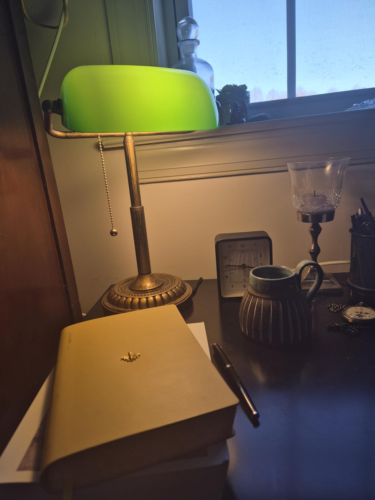 NISSAFORS Bankers Lamp, Green Desk Lamp with Pull Switch, Vintage Table Lamps for Home Office, Library, Piano (Green) customer photo 1