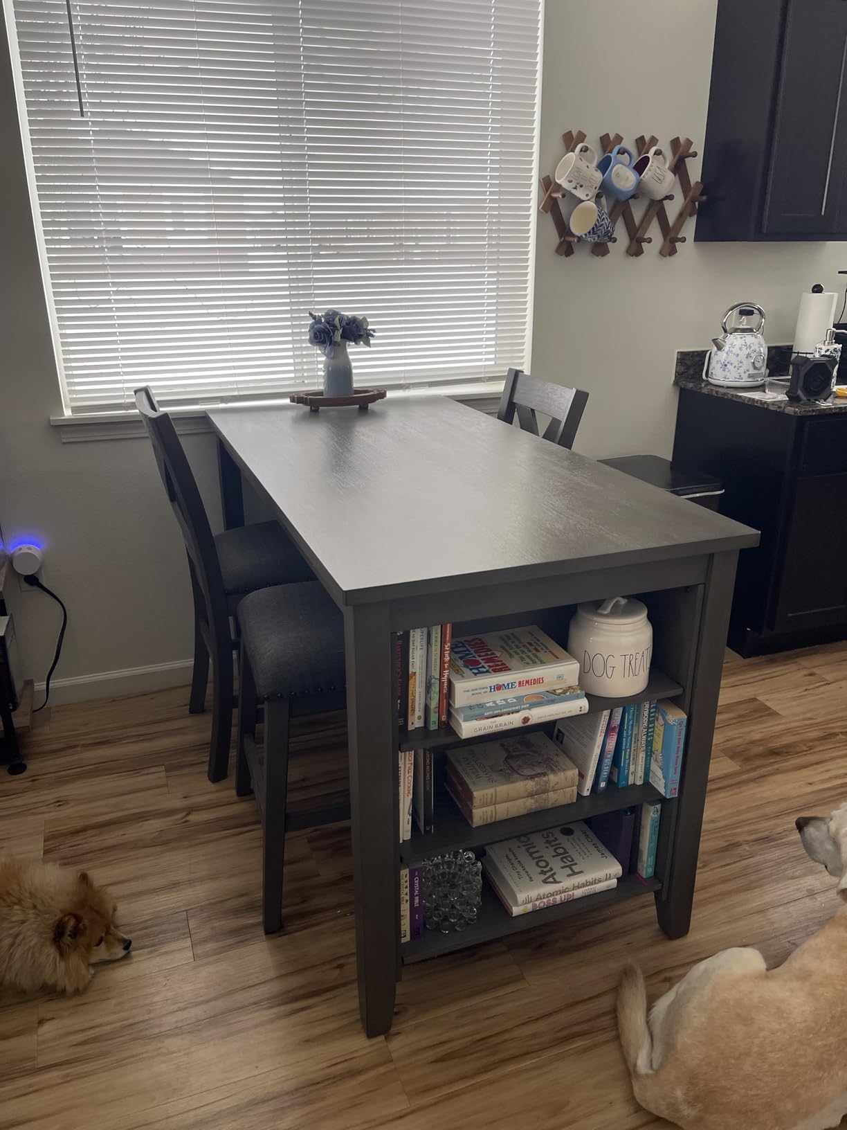 Signature Design by Ashley Gesthaven Contemporary Counter Height Dining Table with 3 Shelves and Trestle Base, Light Brown & Dark Brown customer photo 2