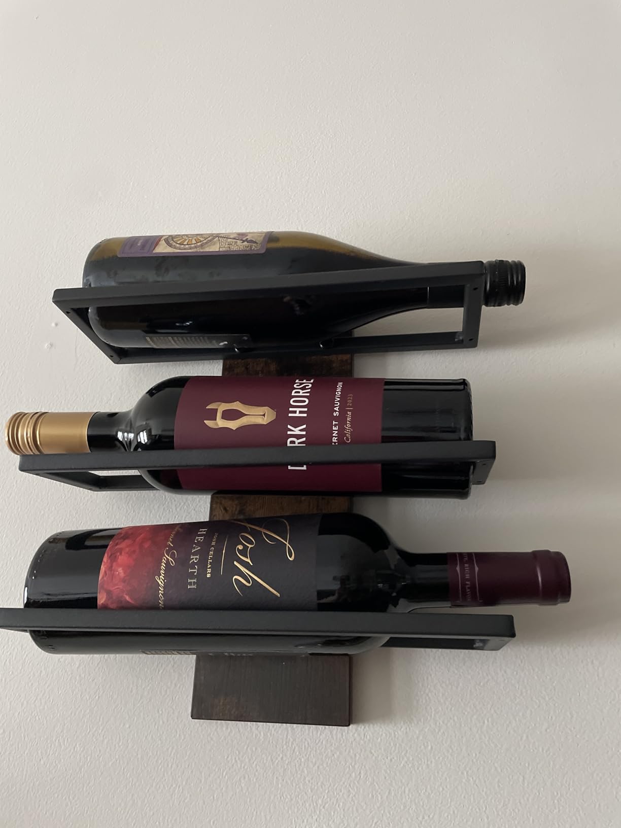 Hoctieon 3-Tier Wall Mount Wine Rack, Wall Mounted Wine Bottle Racks, Rustic Brown customer photo 1