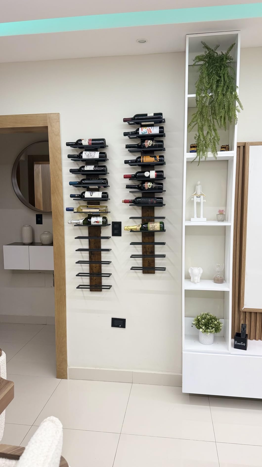 Hoctieon 3-Tier Wall Mount Wine Rack, Wall Mounted Wine Bottle Racks, Rustic Brown customer photo 2