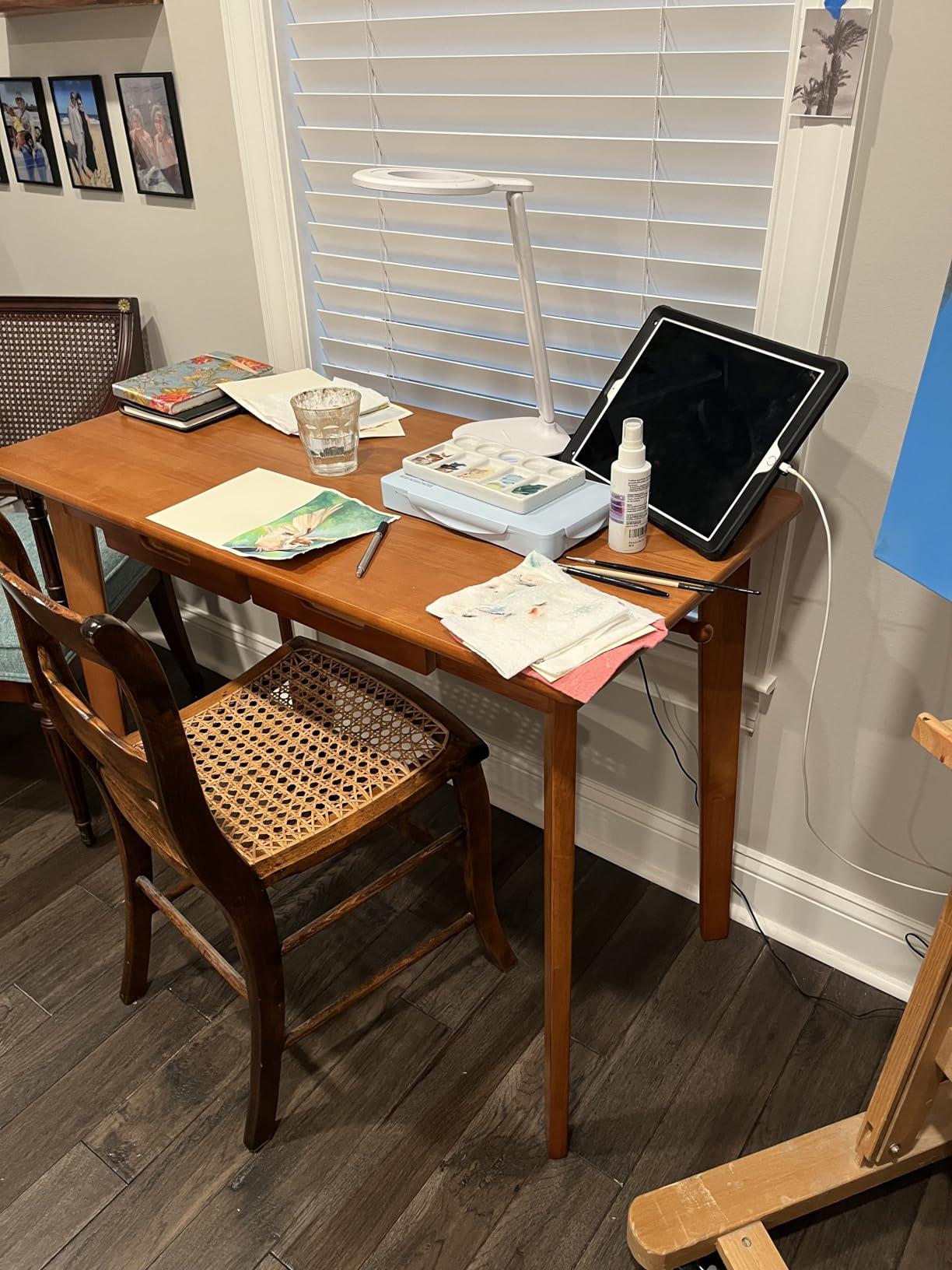 Aibiju Wood Writing Desk with Drawer and Hanging Rod, Small Computer Desk Table, 39x20x30inch Work Desk, Study Desk, Small Wooden Dining Table Cherry Wood Color YD-WD01N customer photo 1