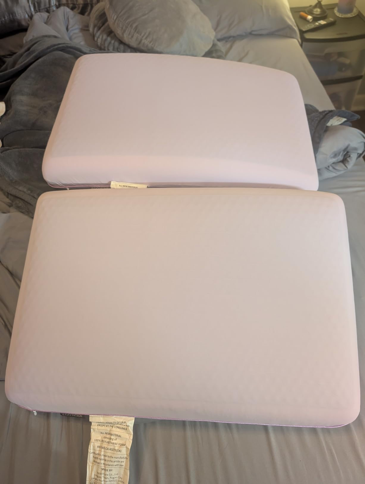 EGOHOME Cooling Gel Memory Foam Pillow - Reversible Cooling Cover, Neck Support for Side, Back and Stomach Sleepers, Removable & Machine Washable, All-Season Comfort, Standard Size, Blue customer photo 2