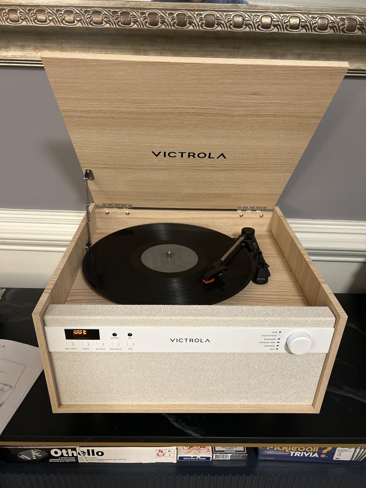 Victrola Century 6-in-1 Vinyl Record Player & Music Center - 3-Speed Turntable, CD & Cassette Player, VINYLSTREAM, Bluetooth & 3.5mm Aux, Record Player with Speakers, Mid Century Design (Walnut) customer photo 2