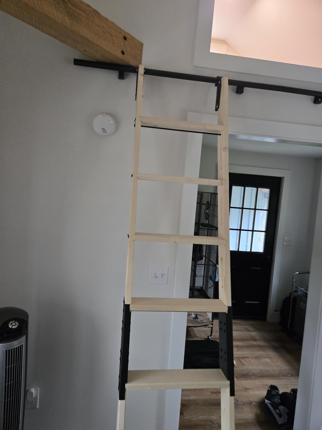 8FT Telescopic Hook on Sliding Library Ladder Hardware,Includes Bottom Wheel with Brake,MAX Load 300lbs customer photo 1