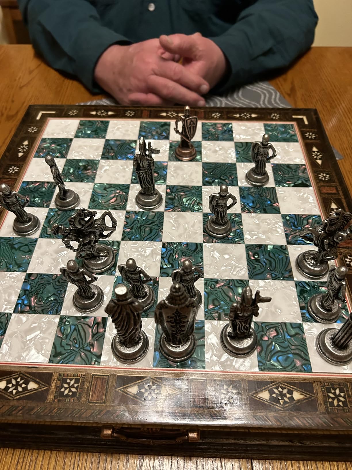 15'' Handmade Wooden Chess Set with British Army Metal Pieces - Luxury Storage Board - Gift for Adults, Fathers & Collectors (Black) customer photo 1