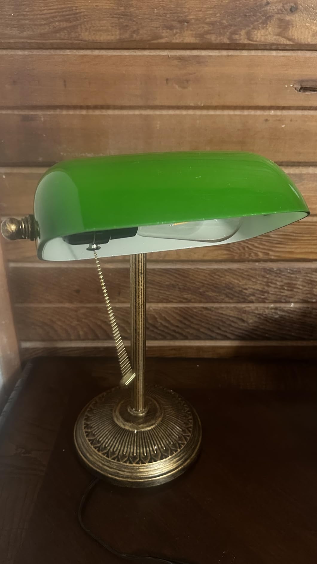NISSAFORS Bankers Desk Lamp, Green Glass Shade, Vintage Desk Lamp with Pull Chain Switch, Retro Table Lamps for Home Office(Retro Gold+Green, Small) customer photo 2