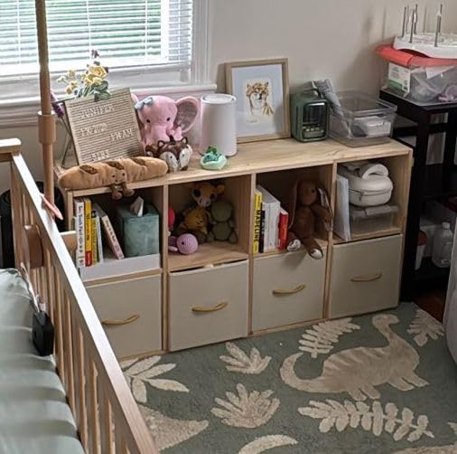 8 Cube Storage Organizer - Solid Wood Bookshelf with 4 Storage Bins, Cube Shelf with 2 Removable Back Panels, Vertical or Horizontal Bookcase, Open Book Shelf for Bedroom, Living Room, Office customer photo 1