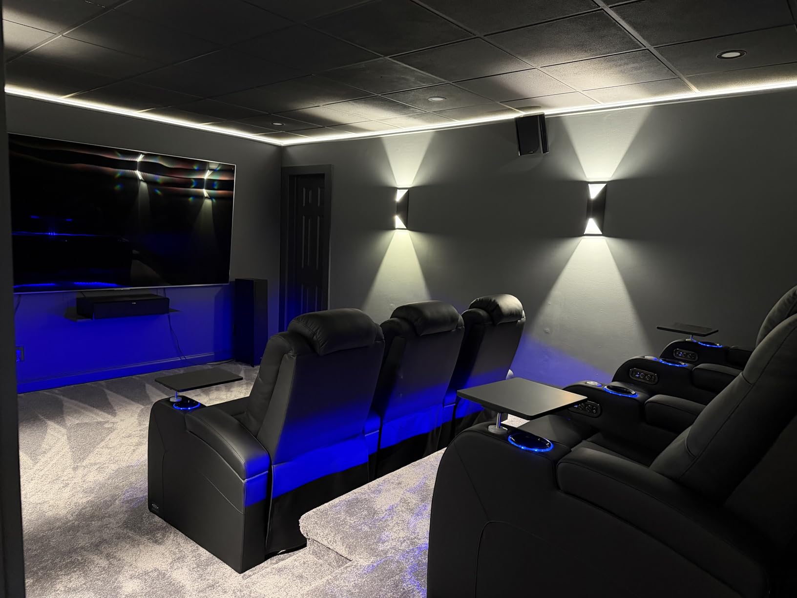 comfiroom Home Theater Seating Top Grain Leather Loveseat Recliner Chair Dual Power Movie Theater Chairs customer photo 1