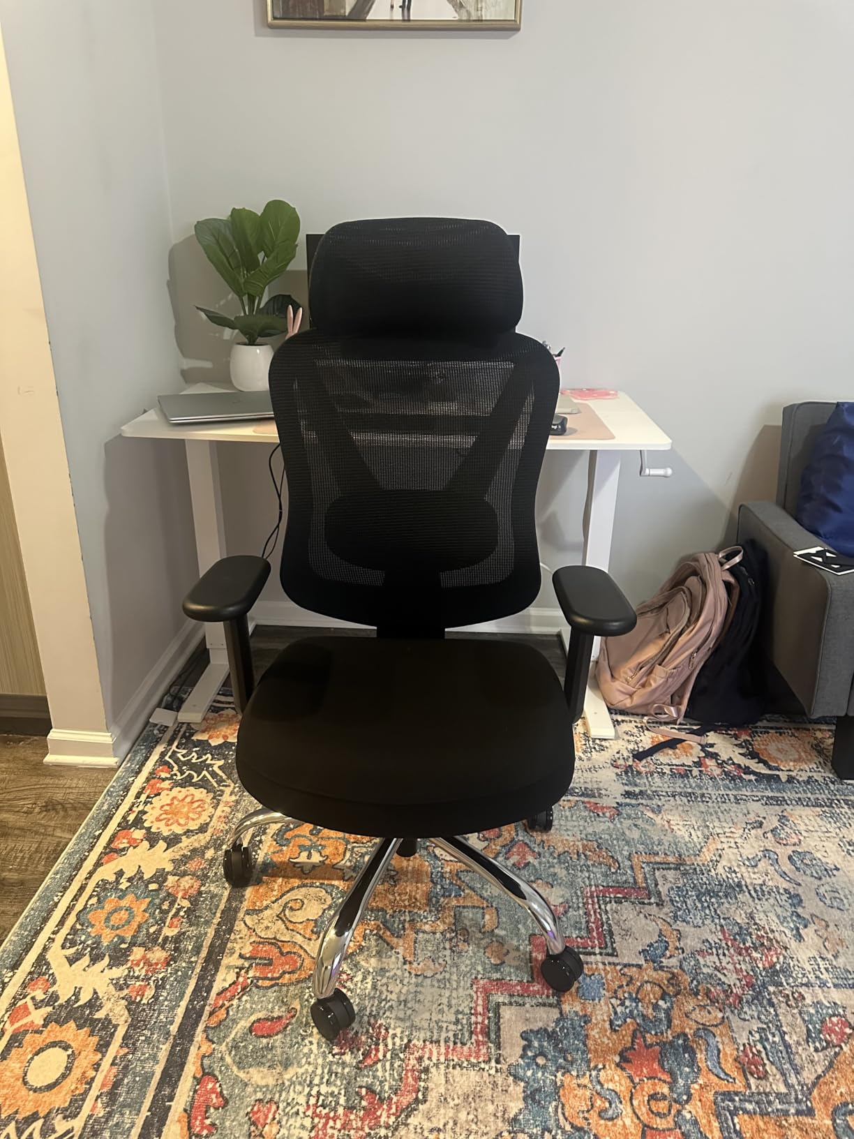 HOLLUDLE Ergonomic Mesh Office Chair - 3D Adjustable Lumbar Support & 3D Armrests, V-Shaped Back, Adjustable Desk Chair for Office & Home, Black customer photo 1