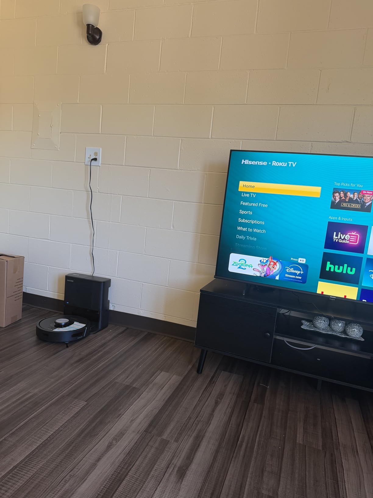 Sweetcrispy TV Stand for 55-60 inch TV, Modern Mid Century Entertainment Center with 2 Storage Cabinets customer photo 1