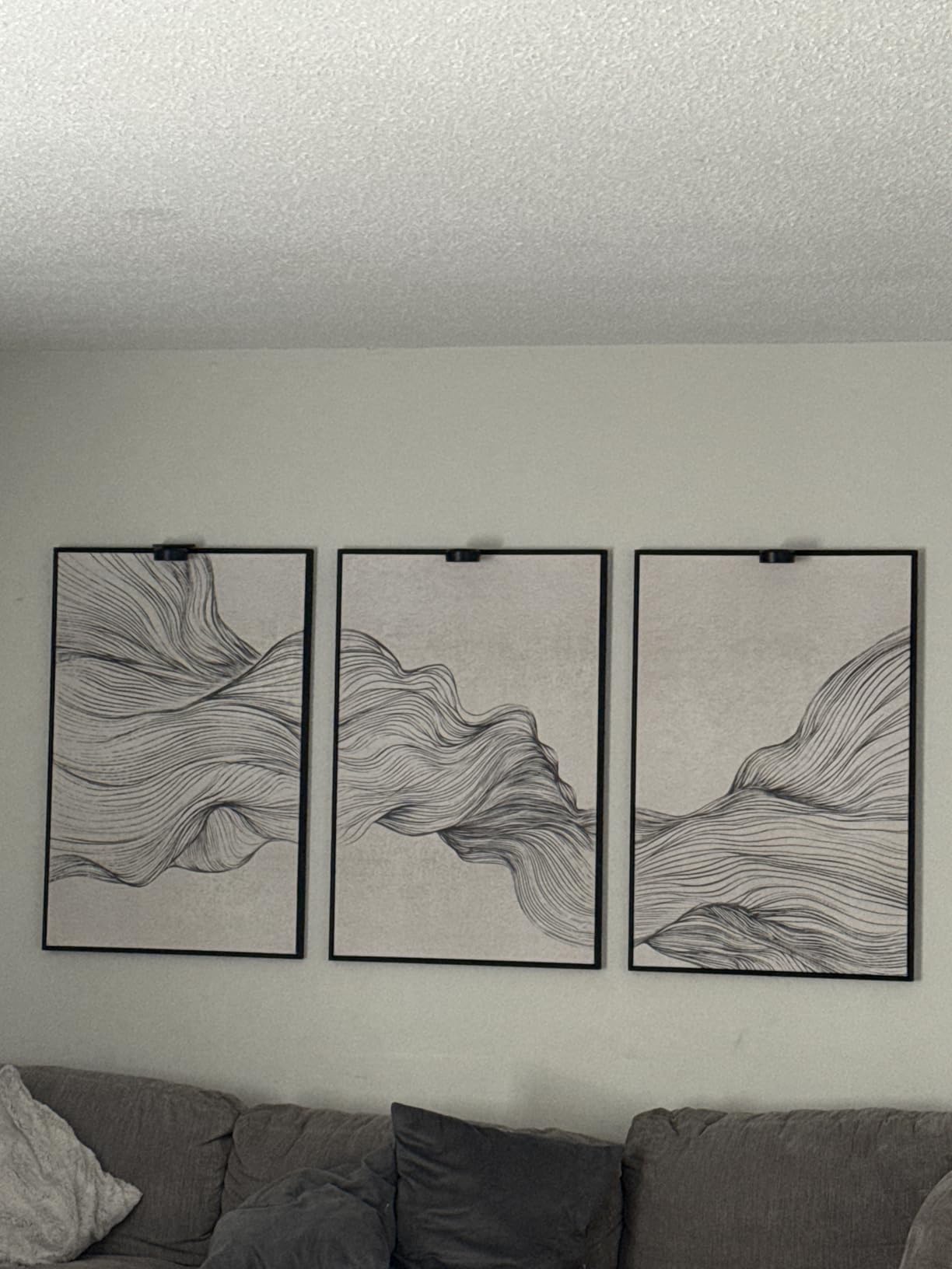 Large Framed Boho Modern Neutral Abstract Wall Art for Living Room, 3 Piece Black and White Canvas Prints Paintings Artwork for Walls, Geometric Pictures for Office Bedroom Dining Room Decor, 24x36 In customer photo 1