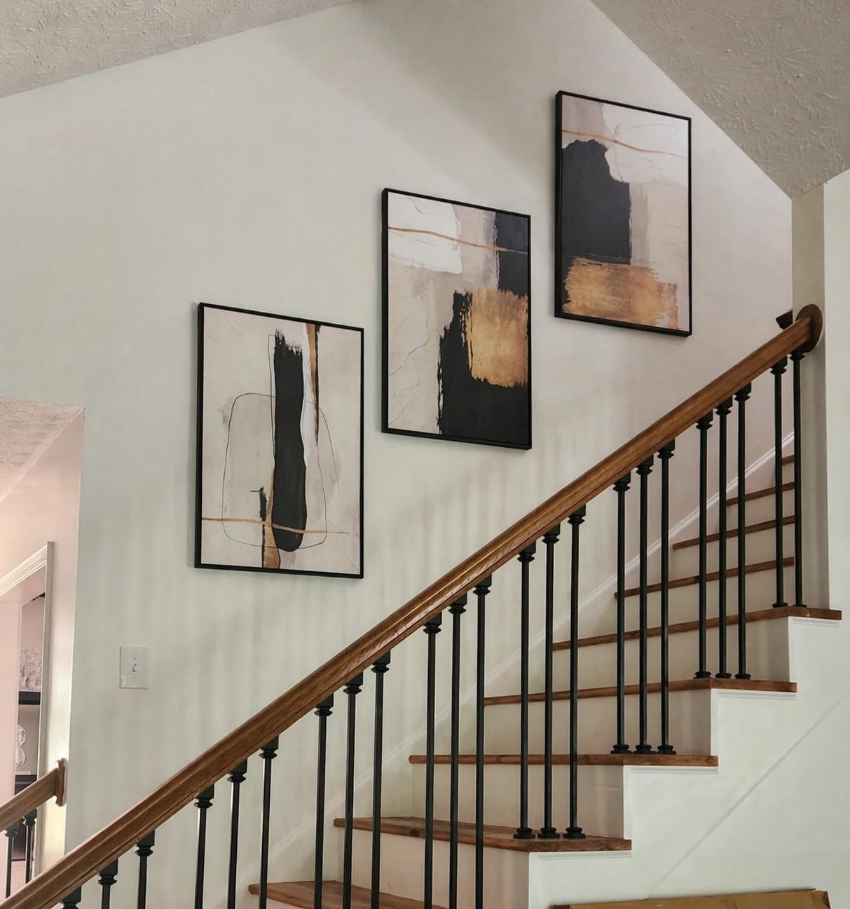 Large Framed Boho Modern Neutral Abstract Wall Art for Living Room, 3 Piece Black and White Canvas Prints Paintings Artwork for Walls, Geometric Pictures for Office Bedroom Dining Room Decor, 24x36 In customer photo 2