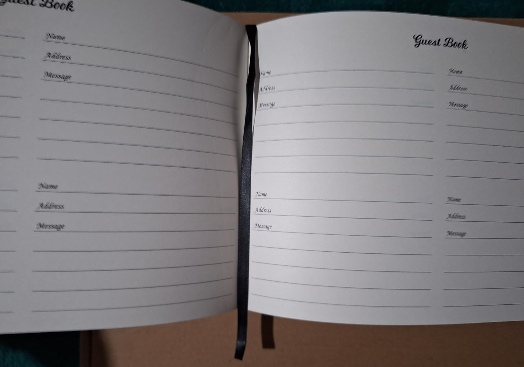 Brown PU Leather Guest Book - 9.5 x 7 Embossed Guestbook with Name Address Message Lines for Wedding Funeral Retirement Party, 140 GSM Paper, 120 Pages customer photo 1