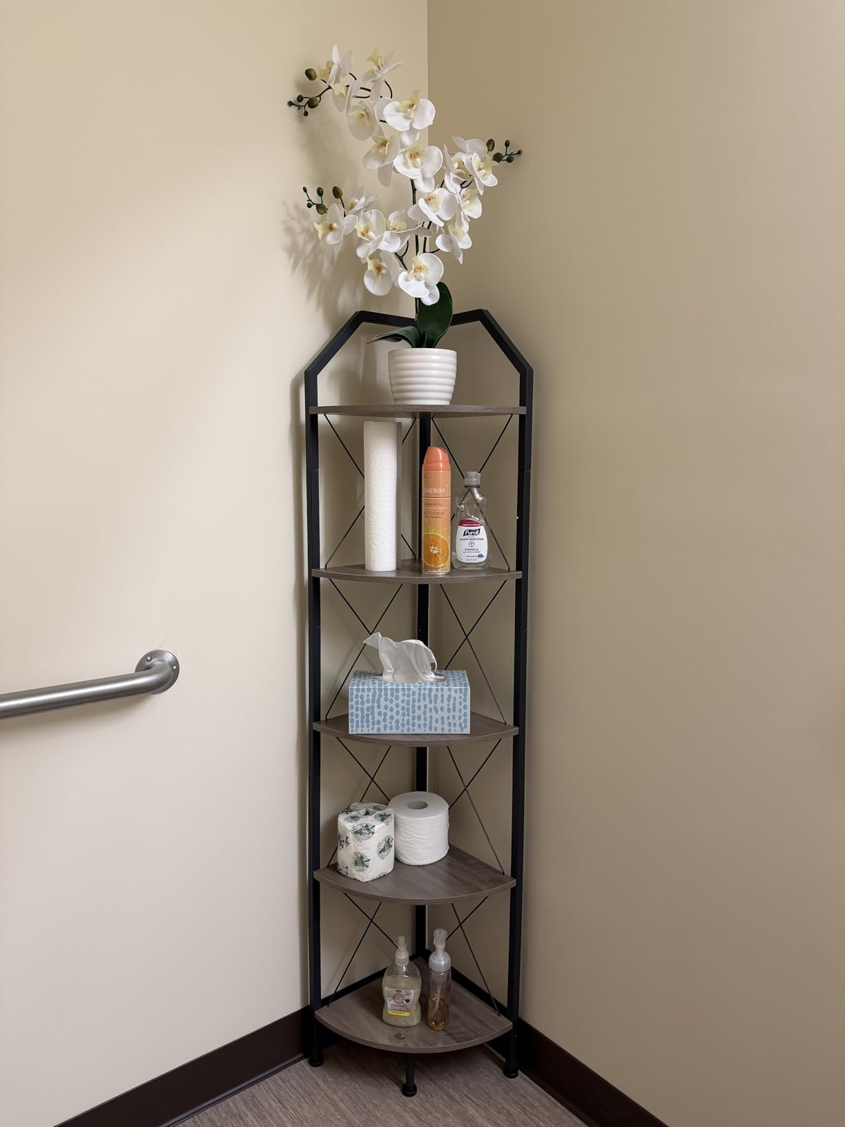 CHOEZON 6-Tier Corner Shelf, Industrial Corner Bookshelf, 71.2