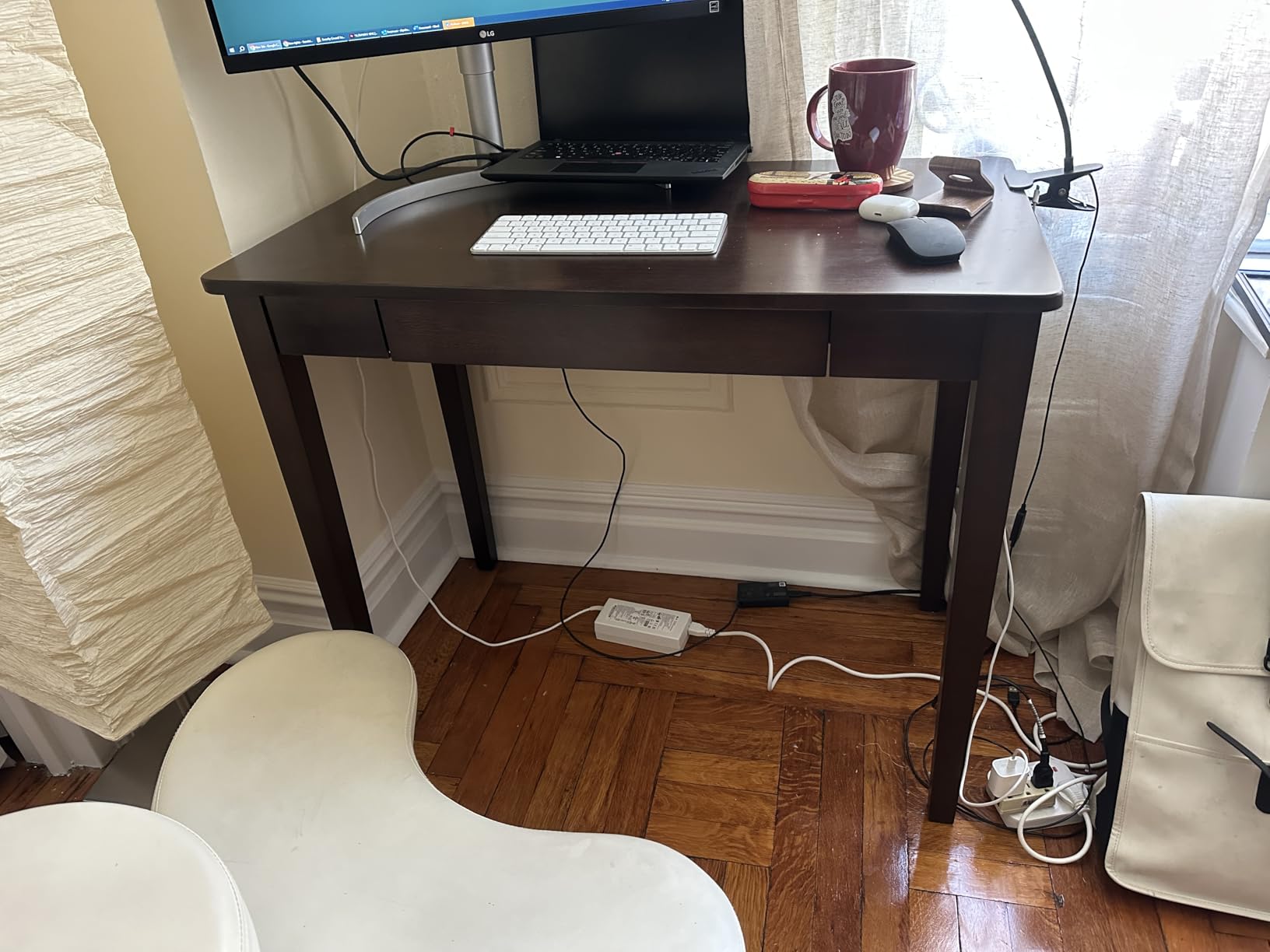Solid Wood Computer Desk with Drawers, Modern Writing Desk for Home Office, Mid Century Modern Desk, Oak Study Table customer photo 1