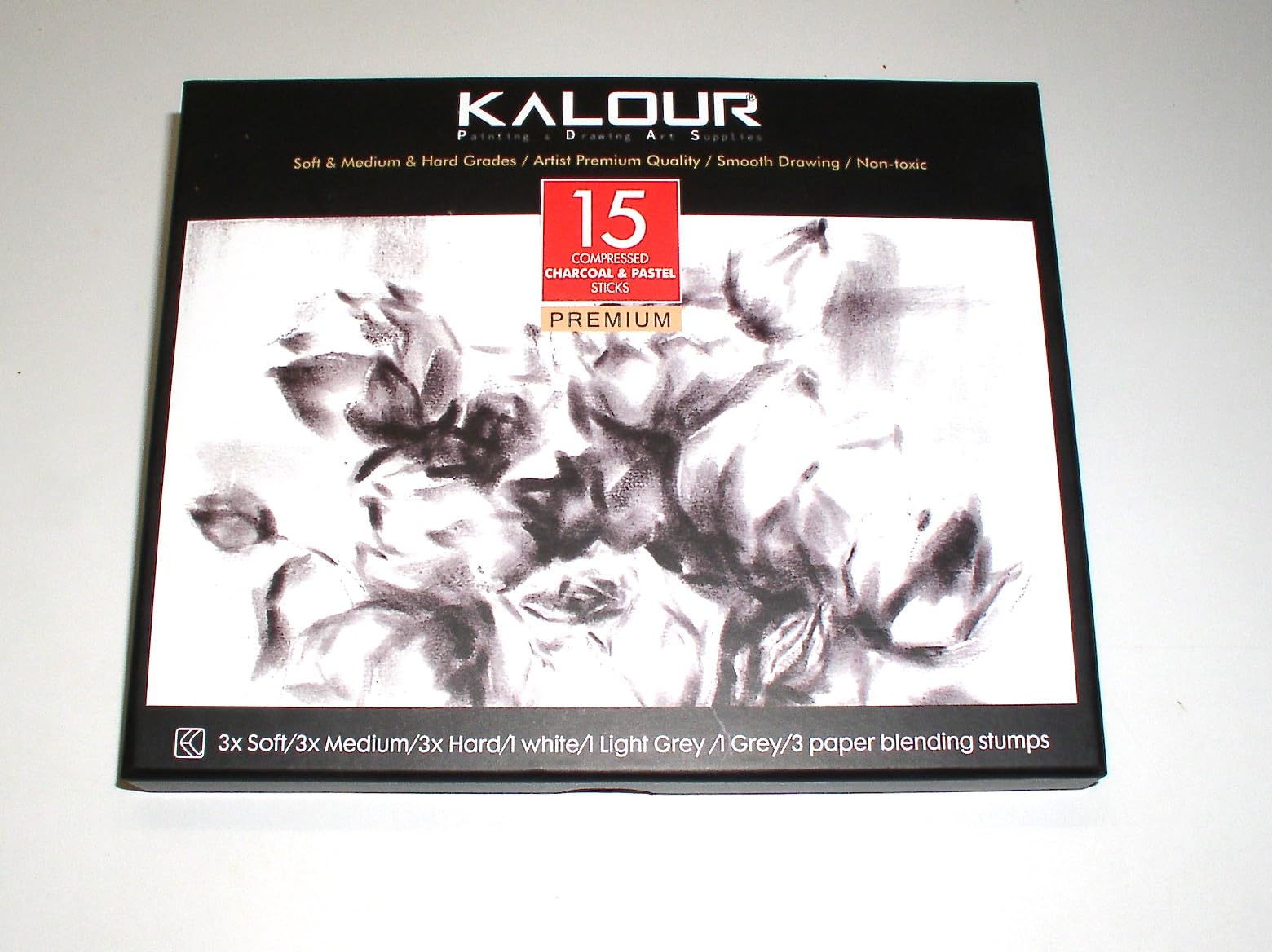 KALOUR 15 Pro Compressed Charcoal Drawing Set with Blending Stumps customer photo 2