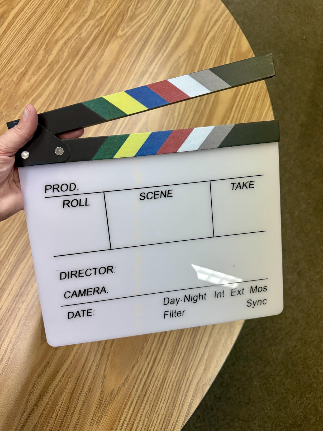 Acrylic Film Movie Clapboard, Hollywood Directors Photography Studio Video TV Clapper Board with Erasable Pen Movie Theater Props Decor, Acrylic Clap Board 10.5 X 11.7 inches customer photo 2
