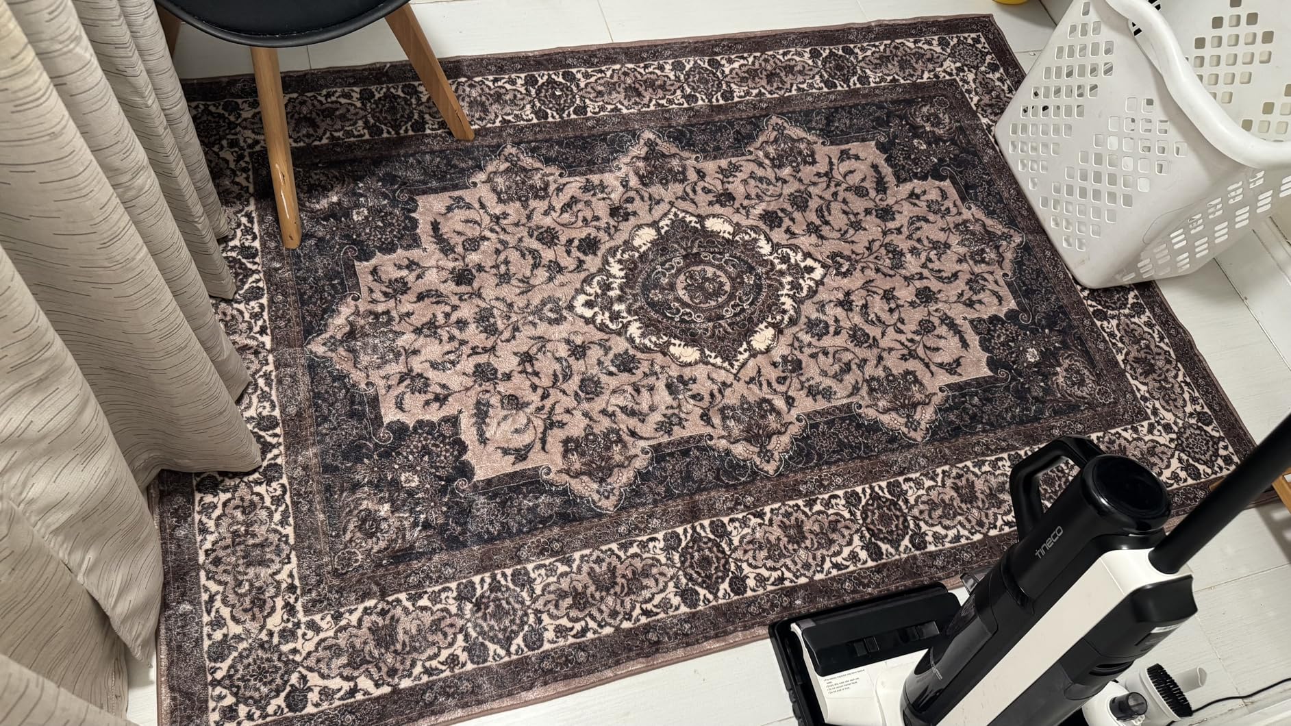 8x10 Area Rug for Living Room, Machine Washable Non-Slip Orange Navy Vintage Large Area Rug for Living Room, Bedroom and Dining Room, Distressed Medallion Classic Persian Carpet, Low Pile customer photo 2