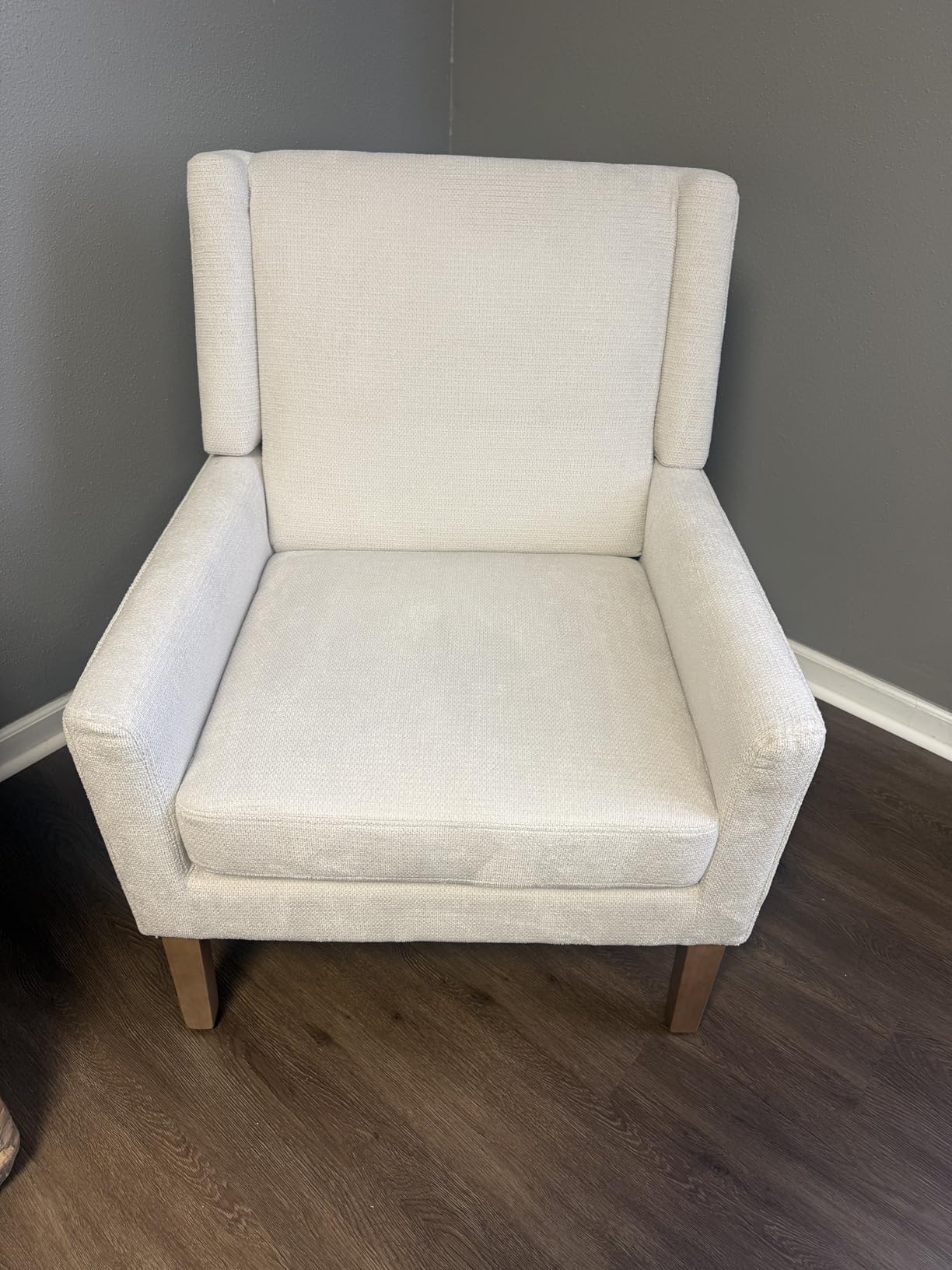 COLAMY Modern Wingback Living Room Chair, Upholstered Fabric Accent Armchair, Single Sofa Chair with Lounge Seat and Wood Legs for Office/Bedroom/Reading Spaces customer photo 2
