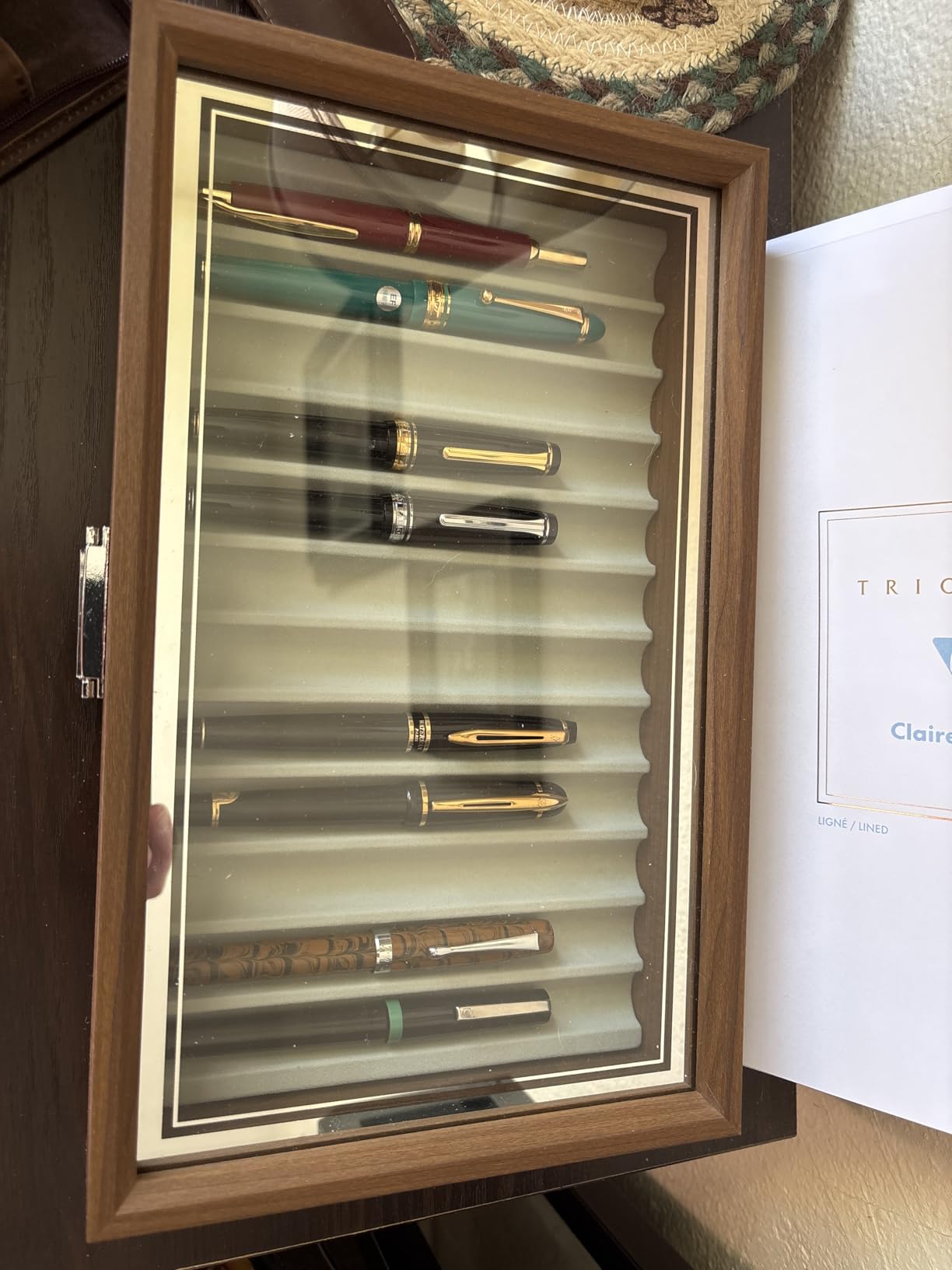 12-Slot Fountain Pen Display Box, Black Walnut Wood Pen Organizer with Clear Glass Window, Luxury Pen Storage Case for Fountain Pen Collection Pencil Holders customer photo 2